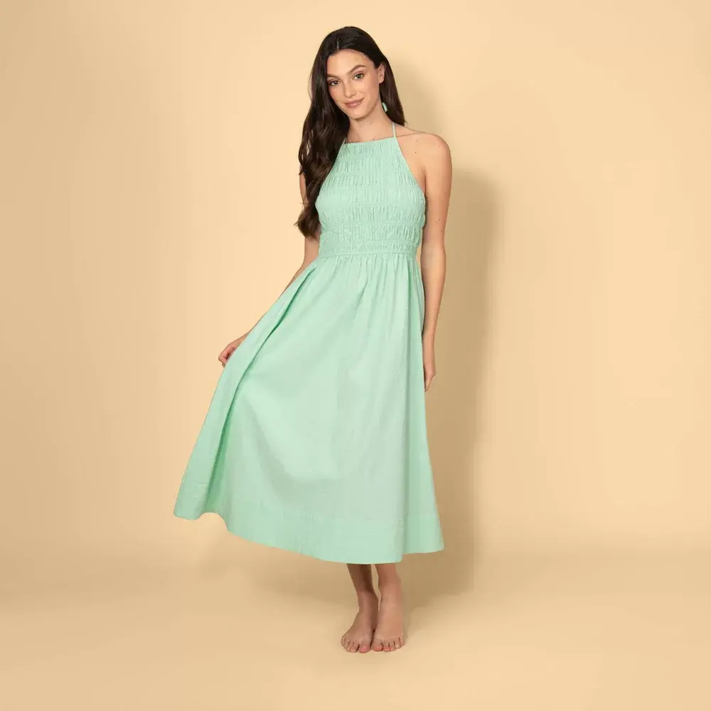 Solid & Striped Women's Seersucker Smocked A-Line Dress