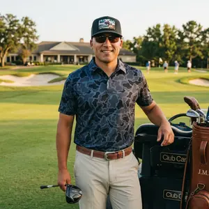 Men’s Trendy Camo Golf Polo – Retro Style Performance Shirt