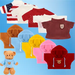 10 Pcs Bear Clothes Set – Hoodie & Tee for 14-18 Inch Bears, Includes Cute Glasses, Hat & Kawaii Accessories – DIY Plush Doll Sweater Outfit