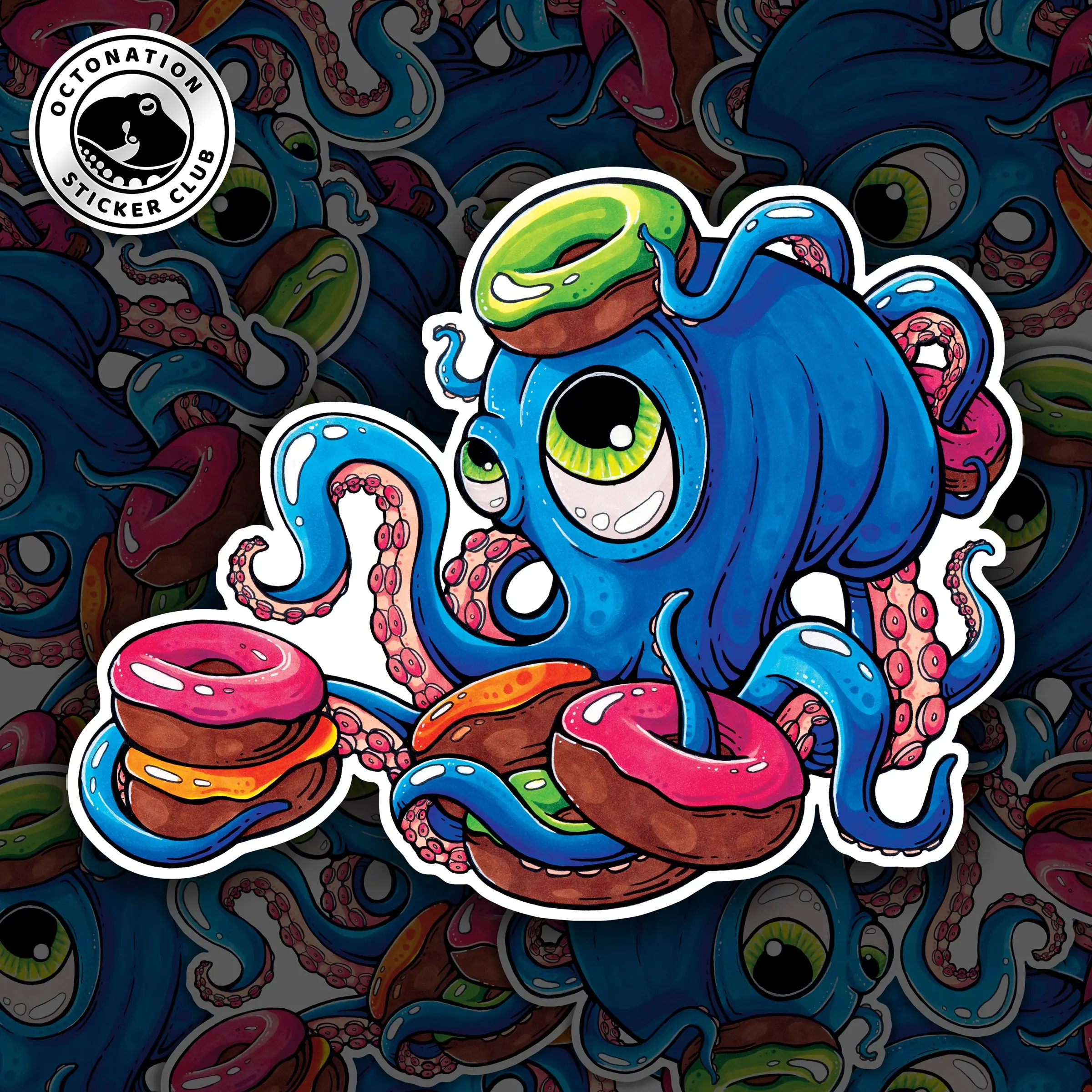 Sweet Peep, Donut Octopus Sticker | OctoNation, Octopus Sticker Club