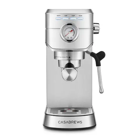 CASABREWS CM5418 20-Bar Press Espresso Cappuccino Machine (110-120V, 12 Cups & Above) - 34oz At Home Espresso Maker with PID Temp Control, Built-In Pressure Gauge, Pre-Infusion, Steam Wand, Stainless Steel Design, Descaling Function