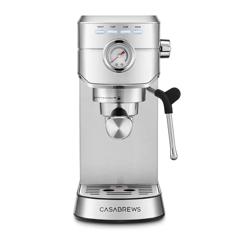 CASABREWS CM5418 20-Bar Press Espresso Cappuccino Machine (110-120V, 12 Cups & Above) - 34oz At Home Espresso Maker with PID Temp Control, Built-In Pressure Gauge, Pre-Infusion, Steam Wand, Stainless Steel Design, Descaling Function