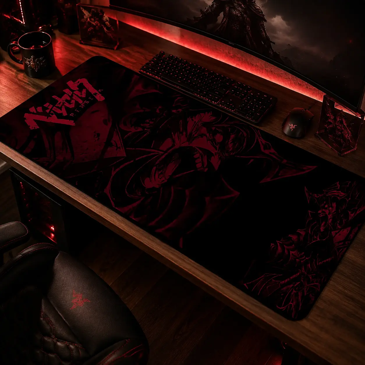 Guts Berserk Gaming Mouse Pad Personal, Anime Desk Mat Extended Keyboard Pad Waterproof Non Slip Rubber Base Large Mousepad for PC Gamer Setup Desk Accessories,Office Gifts, Decor desktop