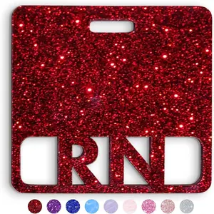 RN Badge Buddy Horizontal Cute Registered Nurse Badge Buddy Colorful and Glitter  RN Card  Size for Standard  ID (Red Glitter)