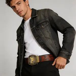 Men's Leather Automatic Ratchet Belt Distressed Silver Buckle with Embossed Gold Horse Motif Floral Embossed Body Western Style Valentine's Day Father's Day Gift