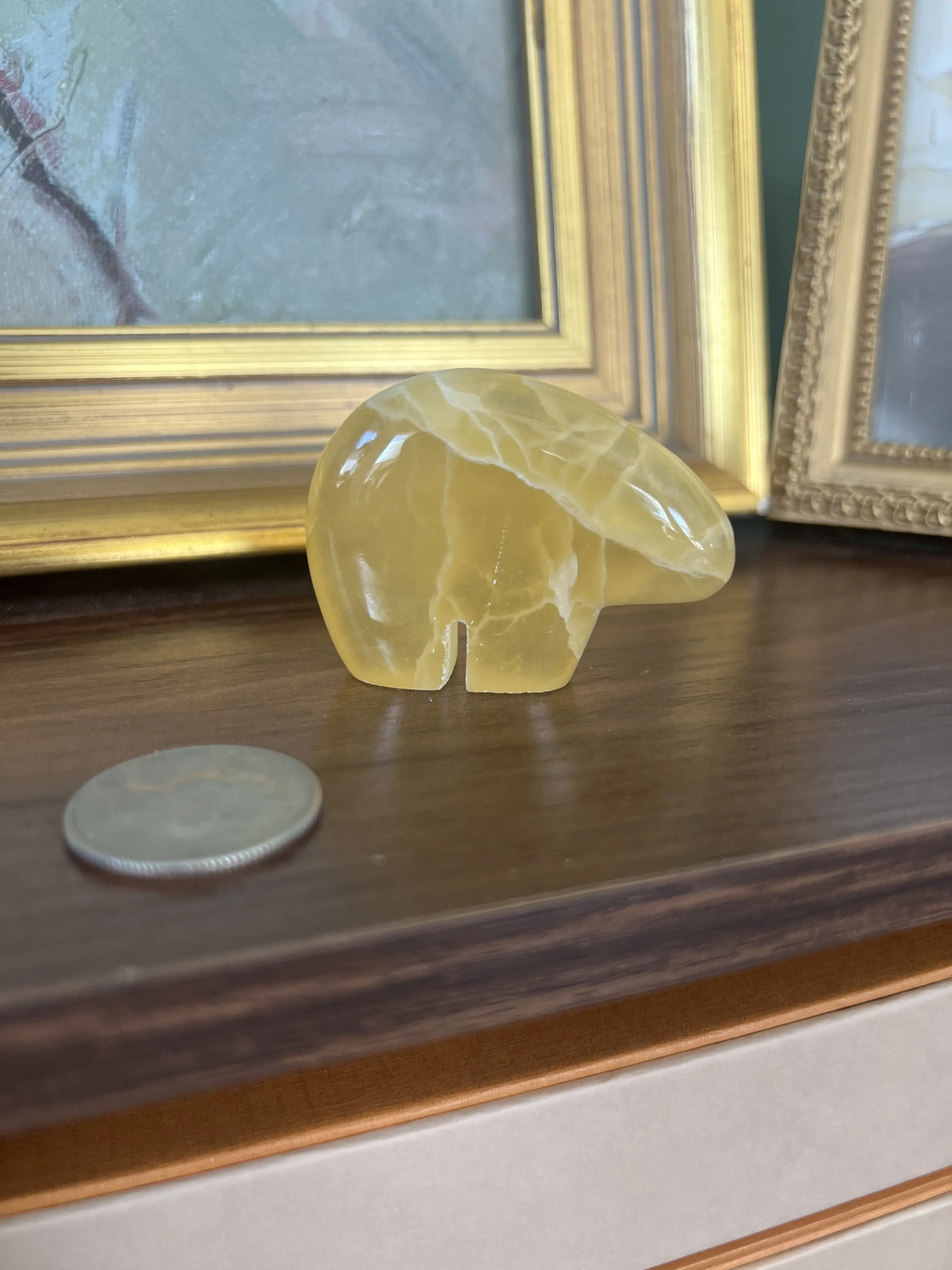 Natural Crystal Honeycomb Calcite Bear