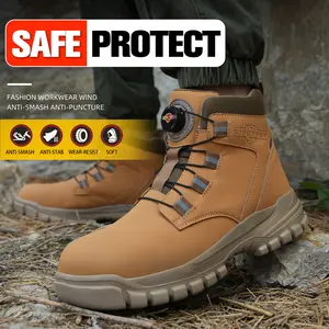 Men'S Steel Toe Work Boots - Anti-Puncture, Anti-Smash, Anti-Slip, Shock Absorption, Soft Sole, Durable - Ideal for Spring, Summer, Autumn, Winter Labor Safety, All-Season Protection, Hiking Boots, Buckle Closure Boots, Rubber Sole Boots