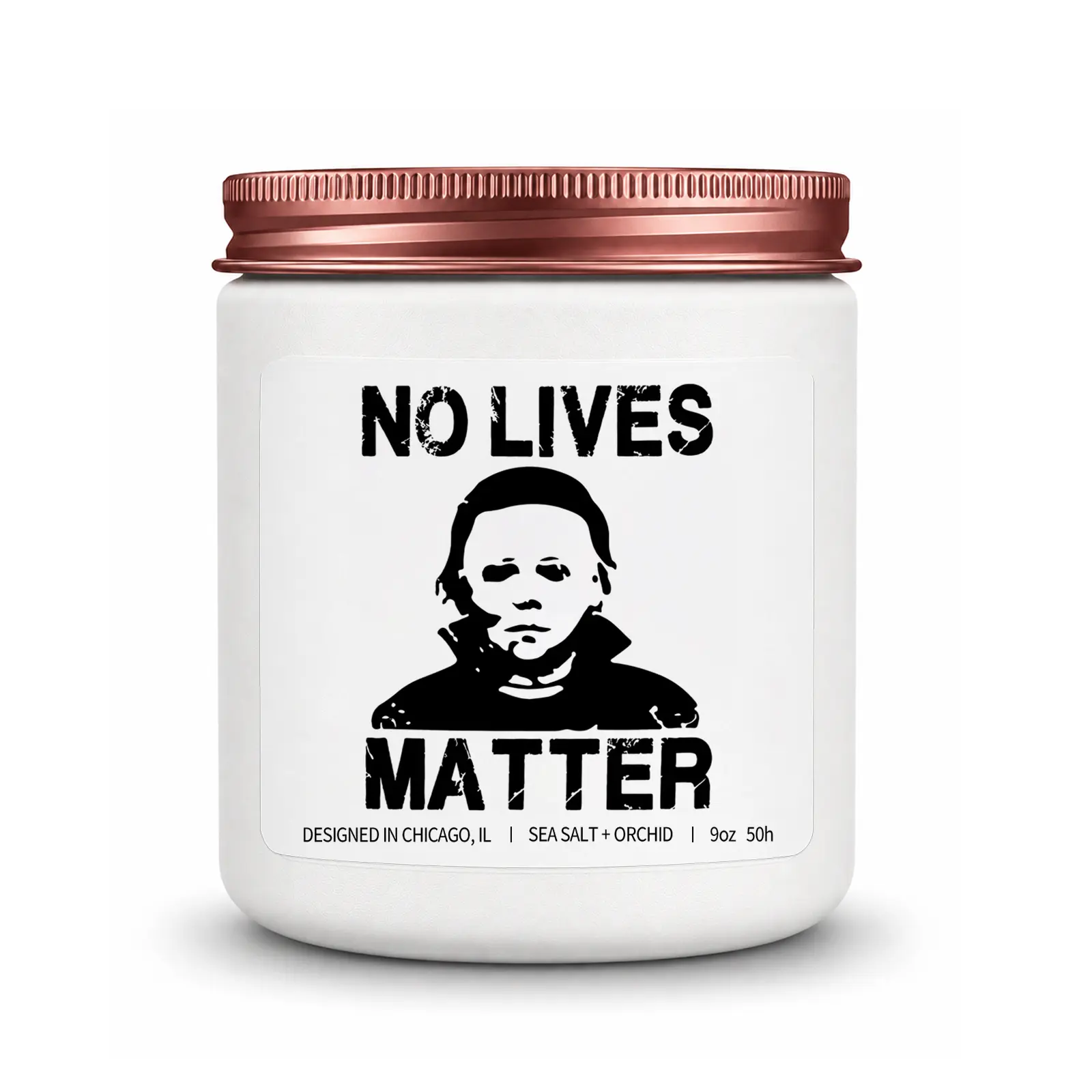 1Pc Handmade Soy Candle, No Lives Matter Masked Horror Design, 50-Hour Burn, Spooky Gift for Horror Fans, Halloween Birthday Christmas Gift, Bedroom Movie Room Decor