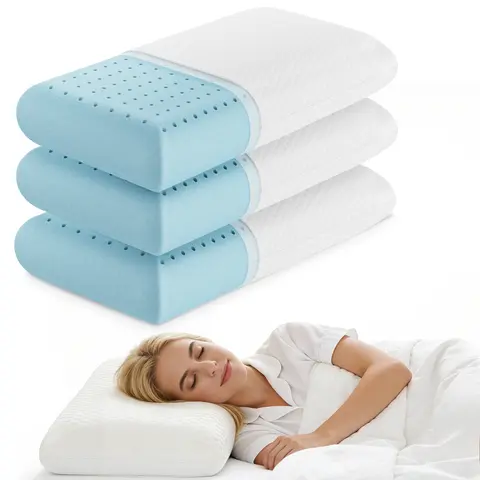 Sweetcrispy Contoured Memory Foam Pillow - 23" x 16" Cooling Gel Durable Sleep Cushion, Ergonomic Neck Support, Breathable Cushioning, Removable Washable Cover Stays Fresh for Couples & All Sleep Positions