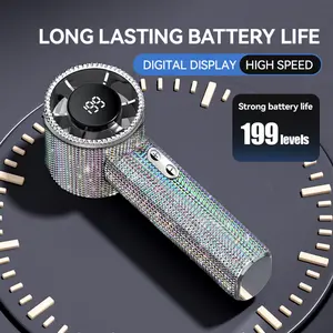 Portable Handheld Turbine Cooling Fan for Outdoor Use, 5000mah Mini Personal Pocket Fan, Strong Airflow, 20 Hours, 100 Speed Levels, Digital Display