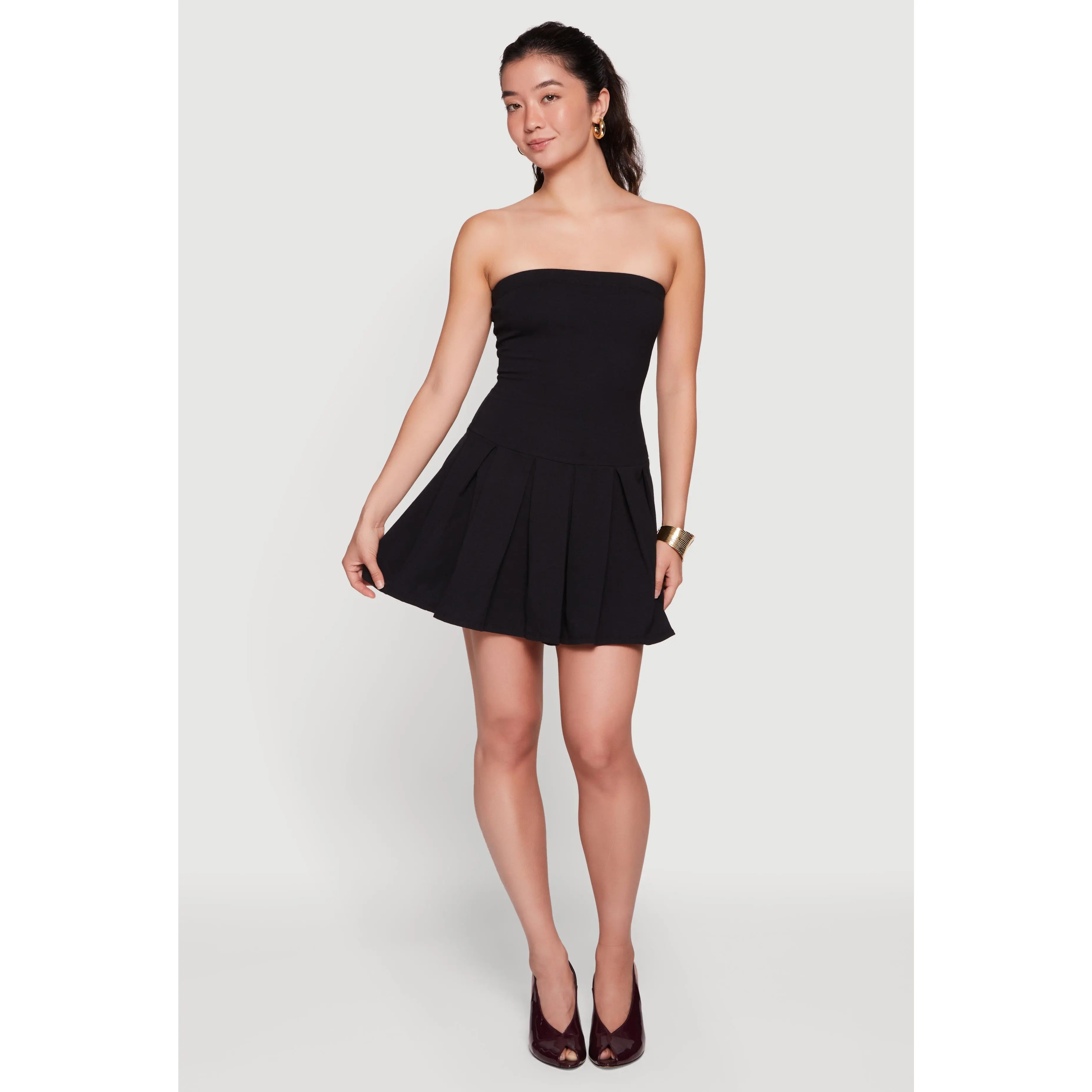 Strapless Pleated Mini Dress