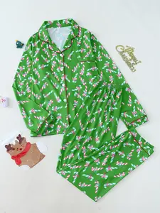 Women's Christmas Pajama Set, Bowknot Design, Long Sleeve & Pants, Fitted Style, Fall Winter Home Wear, Cute Party