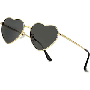 Polarized Heart Sunglasses for Women Fashion Lovely Style Metal Frame UV400 Protection Lens