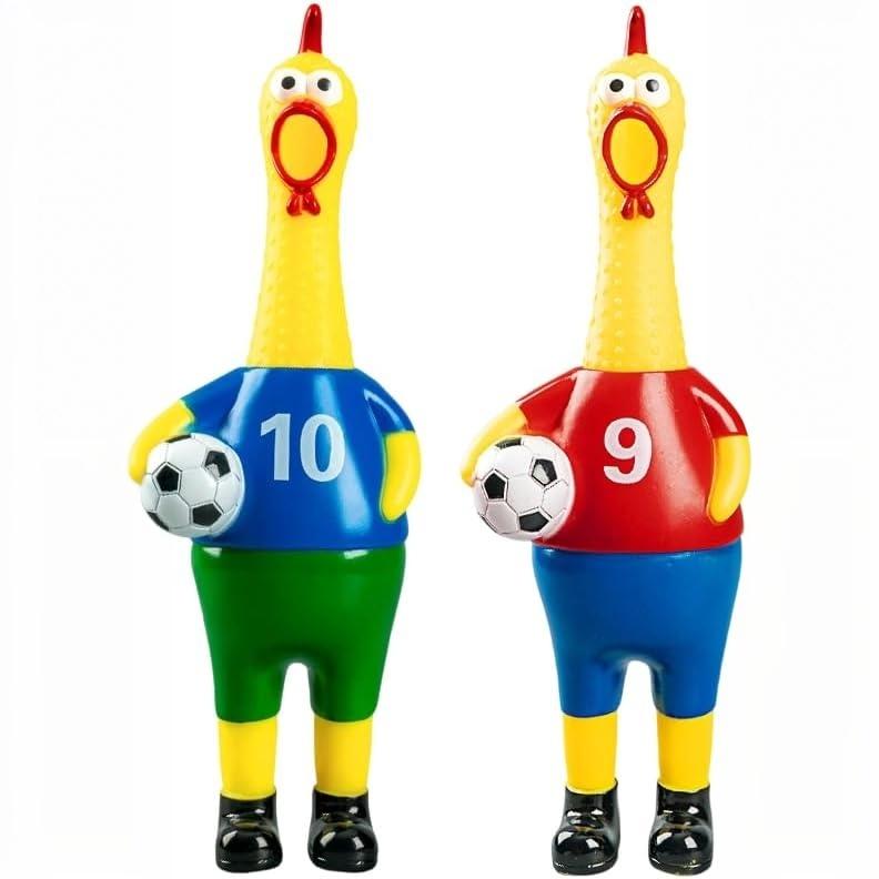 Gag Gift Rubber Chicken, 1PC Squeaky Squeeze Toy for Soccer Theme Party, Funny Stress Reliever for Sports Fans, Office Prank Prop