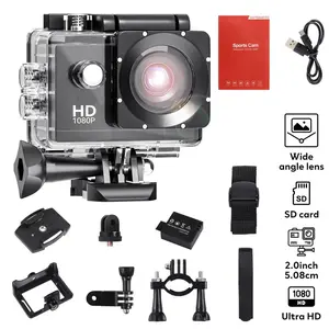 Action Camera Full HD 2.0 Inch LCD Screen 30 M/98 Feet Underwater Waterproof Submersible Surfing Sports Camera Wide Angle Lens P with 170 ° and Installation Accessories Kit, 900 MA MAh Battery, Suitable for Skiing, Swimming, Cycling, underwater Photograph