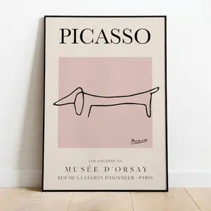 Picasso - Dog, Exhibition Vintage Line Art Poster, Minimalist Line Drawing, Ideal Home Decor or Gift Print