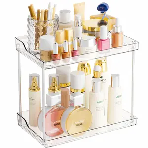 2 Tier Bathroom Counter Organizer,Tiered Bathroom Organizer for Makeup,Perfume,Beauty Products,Skincare Organizers Shelf,Vanity Storage Tray for Bedroom,Spice Racks for Kitchen Corner