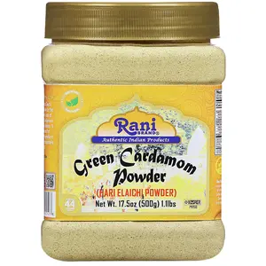 Rani Green Cardamom Pods Powder, Ground with Green Husks (Hari Elachi) 17.5oz (1.1lbs) 500g PET Jar ~ All Natural | Vegan | Gluten Friendly | NON-GMO | Kosher | Product of India