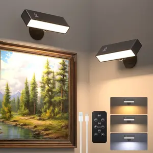 USB Rechargeable Wall Lamp Set, Battery-Powered LED Wall Light, Rechargeable Wall Sconces, 360° Rotating Magnetic, Adjustable Dimmable Bedside Reading Lamp