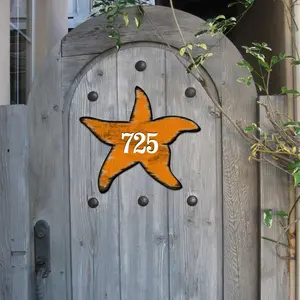 Designocracy MA985312-18 18 in. Orange Starfish Sports Car House Number Sign Decor