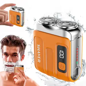 Men's Electric Shaver Mini Portable Double Blade Beard Trimmer Waterproof Rechargeable Razor for Home and Travel