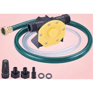 Self-Priming Drill Pump with Suction Hose & Discharge Attachment, Mini Hand-Powered Fluid Transfer Tool, Portable Durable Extractor for Home & Garden Use