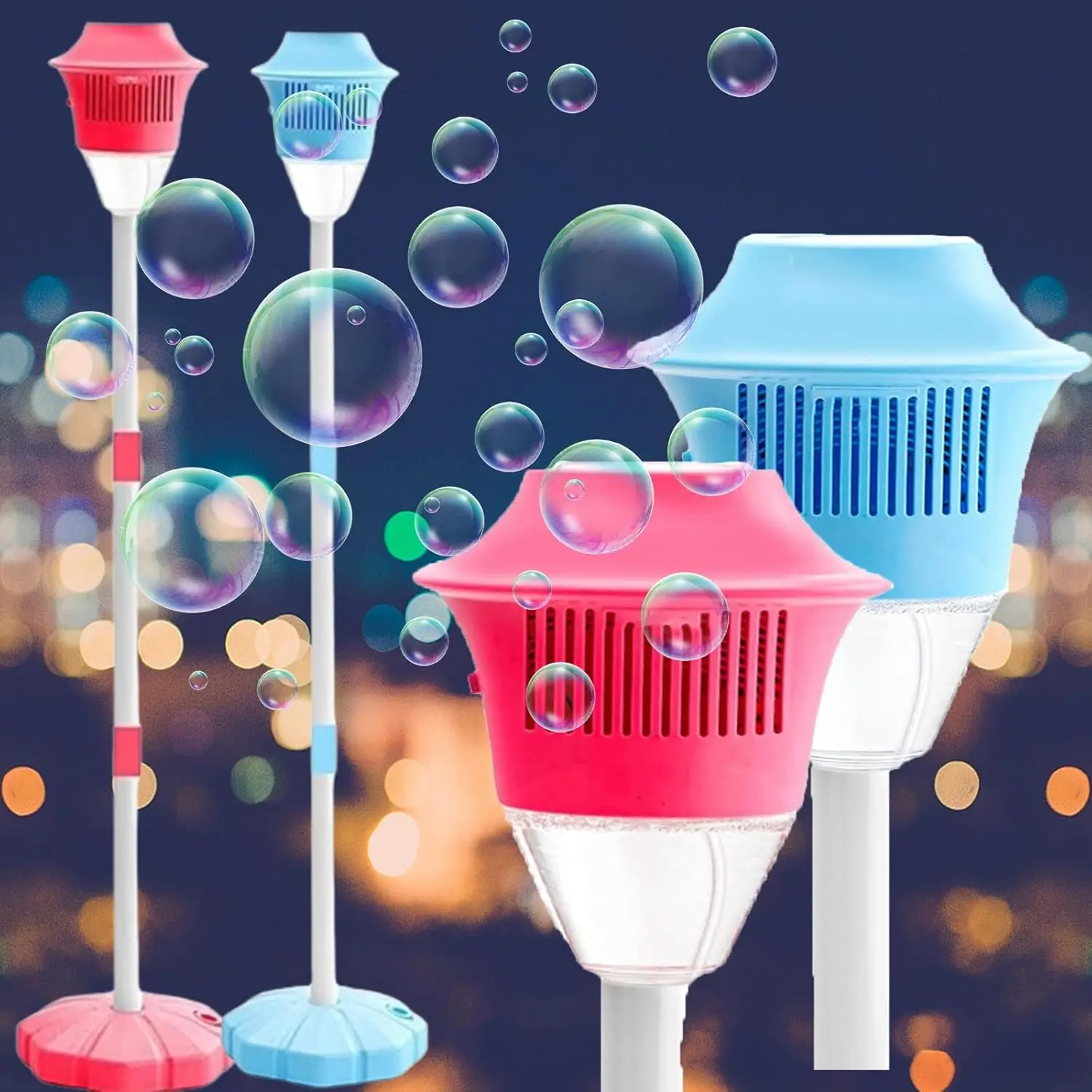 USB Rechargeable Bubble Machine Toy, 1 Box Adjustable Height Bubble Blower Toy with Light, Adjustable Bubble Maker, Party Bubble Machine for Various P