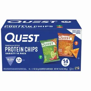 Quest Tortilla Style 18-20g Protein Chip Variety Pack, Chili Lime and Nacho Cheese 14 ct.