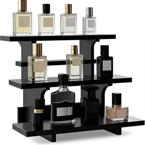 cologne stand Display Stand Portable Shelf for Display Shelves for Vendors Events  Cupcakes, Candles, Glasses, Jars, Crafts, , Farmers Market Display (Staight, Black)