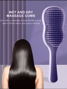 1-PC Detangling Hair Brush for Wet & Dry Hair,Natural Glide Thru Scalp Massager, Non-Slip Handle,for Curly & Straight Hair, Travel & Self Care, Lilac, Hair Detangling Comb