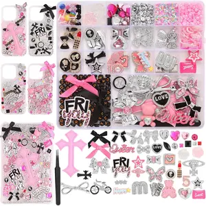 2380 Pcs Junk Phone Case Charms Kit, Charms for Customizing DIY Cases, with Nail Accessories, Cute Bow, Star, Candy, Letter Beads, Flatback Aesthetic Big Decor for Mother's Day