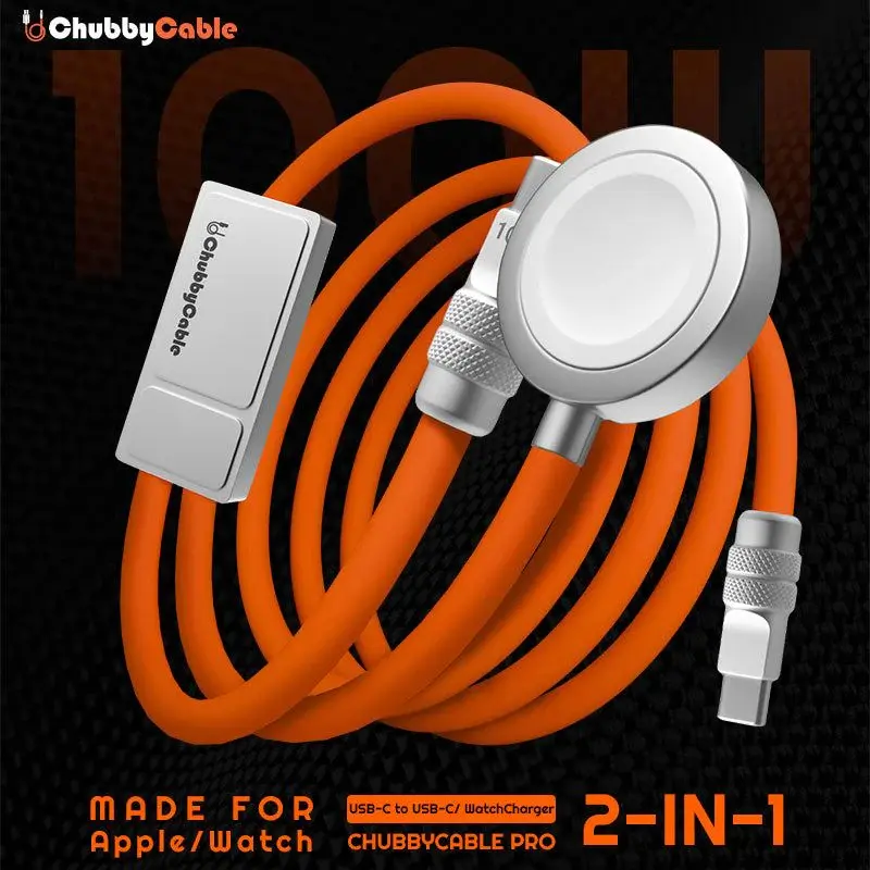 ChubbyCable Duo-Core Flex: 2-in-1 USB-C to 100W USB-C & 5W Apple Watch Charging Cable