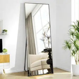 Shatterproof Full Length Mirror, 56x16 Inch Standing Floor Mirror with Aluminum Alloy Frame – High-Definition Full Body View for Bedroom, Easy Wall Mount or Freestanding