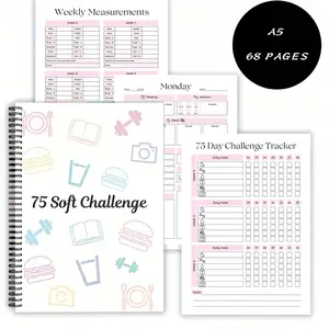 75 Soft Challenge A5 Planner Weekly Planner for Ultimate Organization, Guided Challenge for Personal Growth & Productivity, Ideal Notebook for Goal Setting