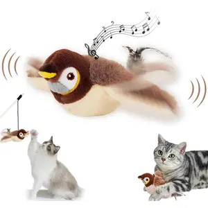 Flying Bird Cat Toys for Indoor Cats, Interactive Chirping Bird Cat Toy (Non-Flying), Flapping Bird Cat Toy, Simulated ChirpingBird Rechargeable RealisticBird Sparrow for Kittens