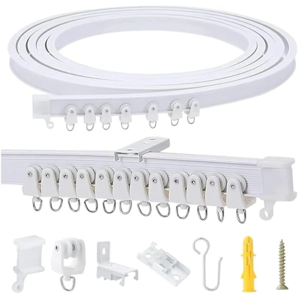 3 Meters (9.8FT) Flexible Bendable Ceiling Curtain Track, Room Divider, Window Treatment, Shower Track, Trailer Motorhome Curtain Track, Hospital Curtain Track System