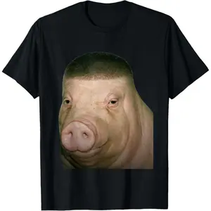 Funny John Pork Fade Haircut Design T-Shirt  100% cotton T-shirt