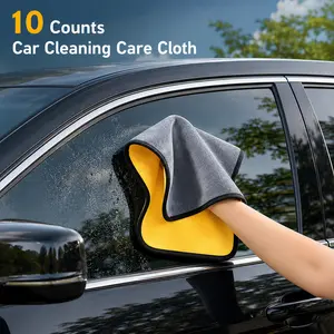 10PCs-Car Cleaning Drying Cloth (11.81"x11.81"),Car Care Cloth, Car Auto Wash Towel, Double-Sided Two-Tone Microfiber Detailing Towel,Professional Car Washing Accessories, Car Cleaning Supplies, Car Detailing Products