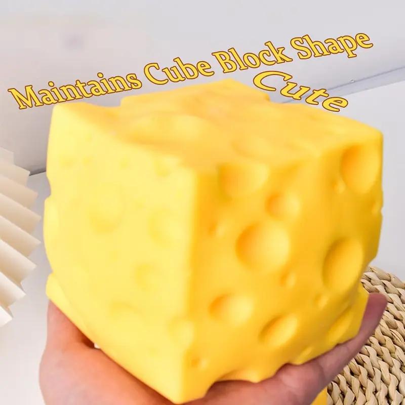 Squashy Cheese Block Yellow, moldable fidget ToywithSqueeze Feature, Ideal for Play and RelaxationReboundingSensory Toy Helps Relax & Focus, SensoryCheese for Kids& Adults, TPR Material