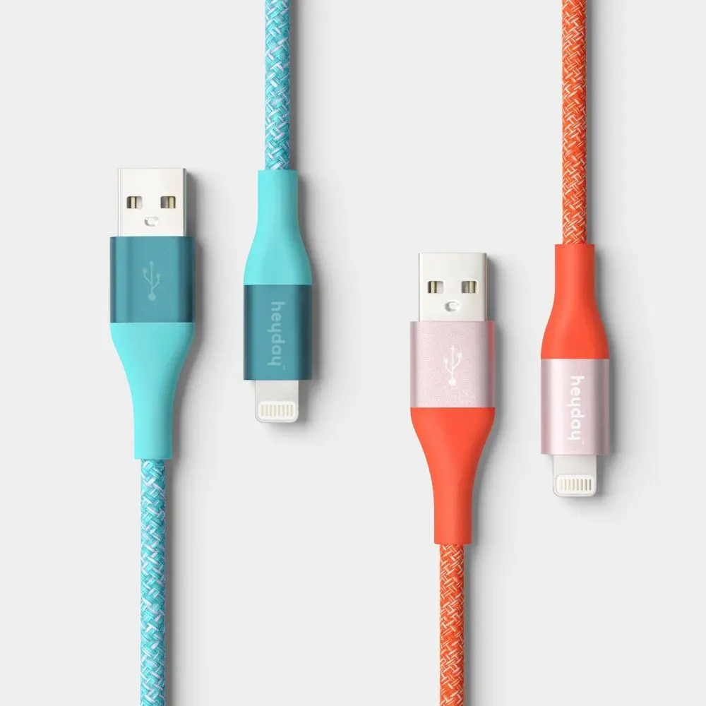 10ft USB-A to Lightning Braided Cable - 2pk - heyday Turquoise Poppy 10ft USB-A to Lightning Braided Cable - 2pk - heyday Turquoise Poppy