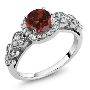 Gem Stone King 6MM Round Cut Gemstone Birthstone Engagement Anniversary Ring For Women | 925 Sterling Silver | Wedding Promise Ring For Women | Available In Size 5, 6, 7, 8, 9