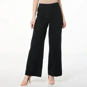 Nina Leonard Pull-On Denim Wide Leg Pant