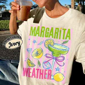 Summer Margarita Weather Striped Comfort Colors Shirt, Summertime Preppy Tshirt, Beach Party Shirts, Girl Trip Tee, Gamer Gift, Unisex T-Shirt