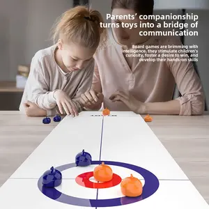 Suitable for both boys and girls, this tabletop curling and hockey toy is a two-player game for parent-child interaction