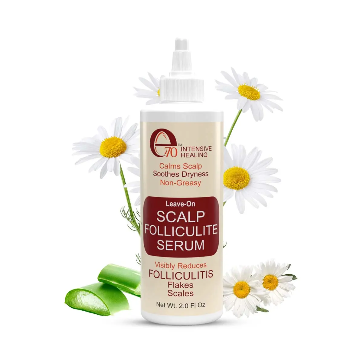 e70 Intensive Healing Folliculite Scalp Serum - Leave-On Treatment w/ Salicylic Acid & Tea Tree Oil for Dry, Itchy, Flaky Scalp - Soothes, Hydrates 2 fl. oz