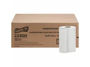 Genuine Joe Hardwound Roll Towels 1.82"Core 7-7/8"x350' 12 Rolls/CT WE 22300