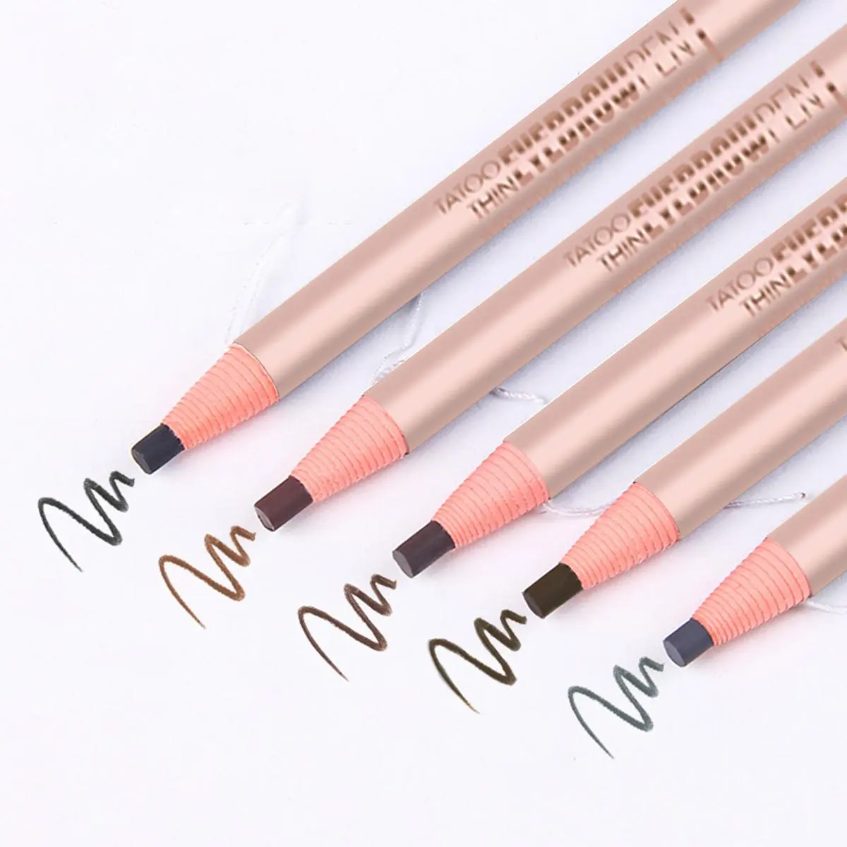 Double-ended Eyebrow Pencil, 5 Counts/set Waterproof Long Lasting Eyebrow Pencil, Brow Styling Brush, Eye Brow Makeup Tool for Women