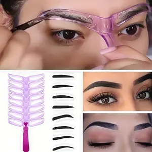 8 Styles Eyebrow Stencils, Reusable Brow Shaping Templates for Beginners, Lazy Eyebrow Drawing Tool Set