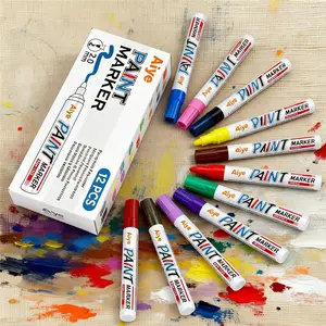 "12-Color Waterproof Oil-Based Paint Markers | Permanent Metallic Pens for DIY, Tires, Metal, Scuba Gear & Crafts"