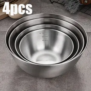 [4pcs] Non-Slip Stainless Steel Extra Large Mixing Bowls Set, Durable Kitchenware, Perfect for Kitchen Cooking and Baking, Space-Saving Nesting Design for Easy Storage
